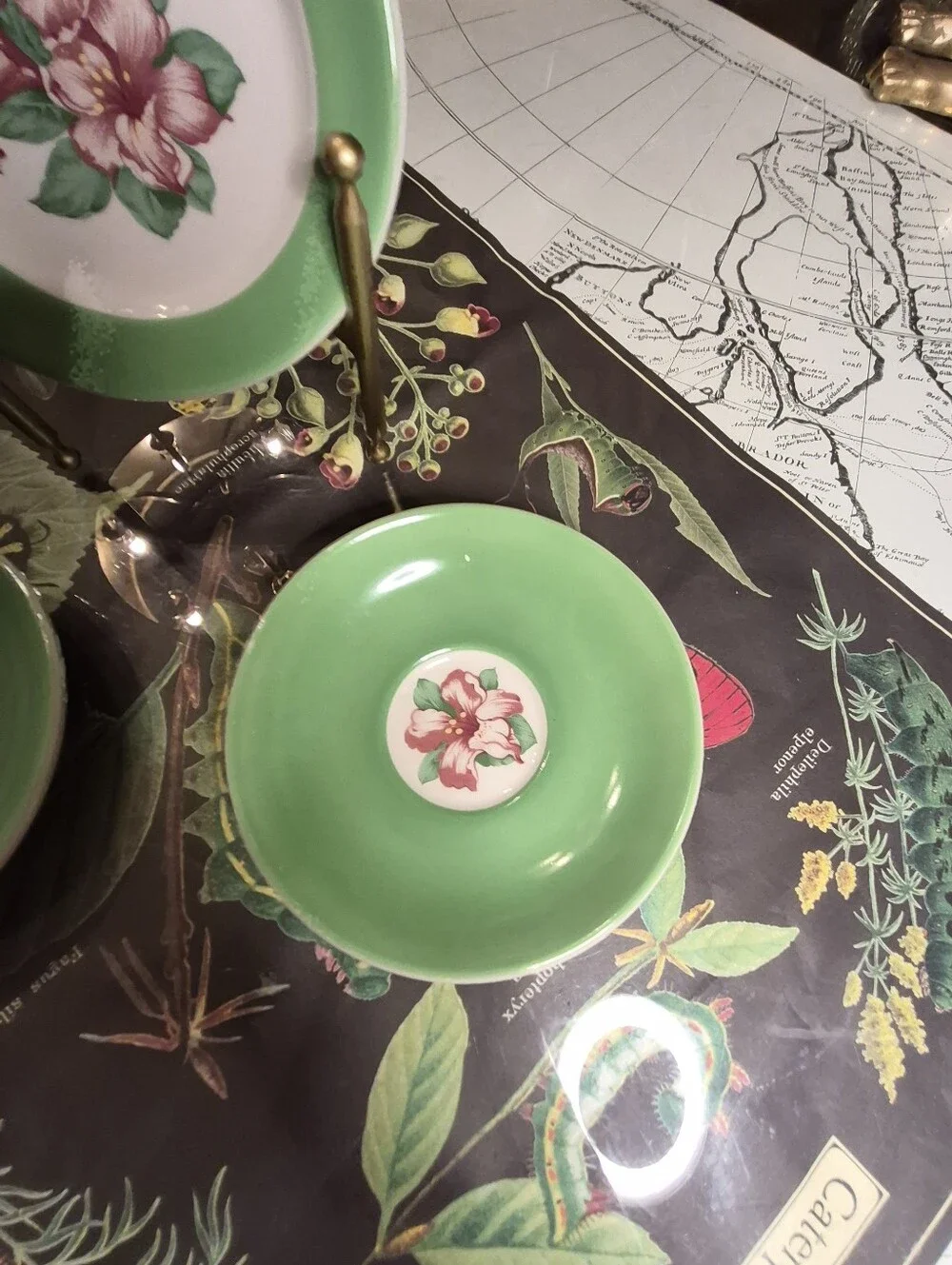 Green Floral Dessert Plates - Set of 3 HOMER LAUGHLIN